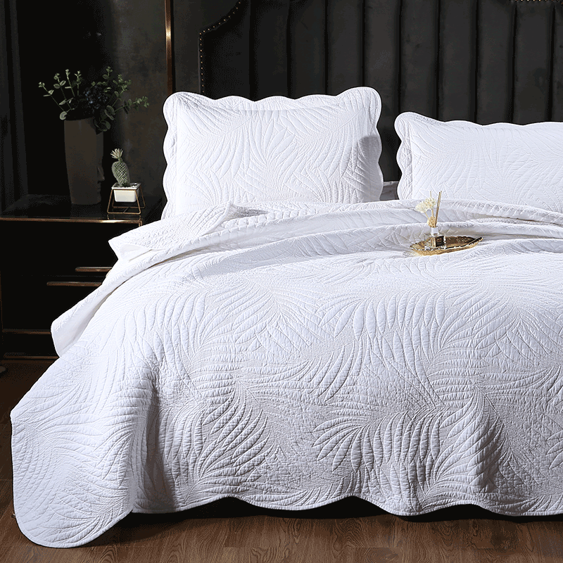 Hanbi Hotel Bedding Three-piece Set Of Pure Cotton Leaf Pattern Wholesale 8