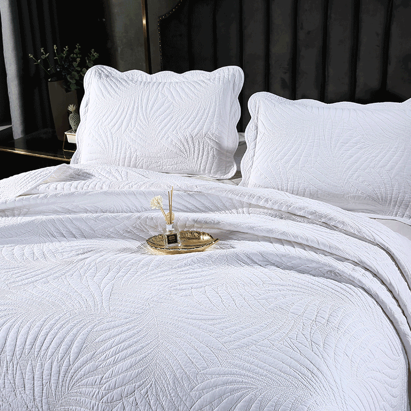 Hanbi Hotel Bedding Three-piece Set Of Pure Cotton Leaf Pattern Wholesale 9
