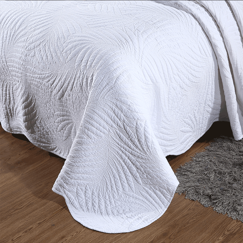 Hanbi Hotel Bedding Three-piece Set Of Pure Cotton Leaf Pattern Wholesale 11