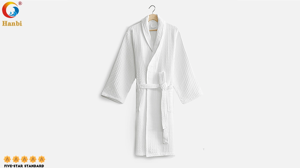 Hanbi Shawl Collar Pure Cotton Waffle Bathrobe Wholesale 1