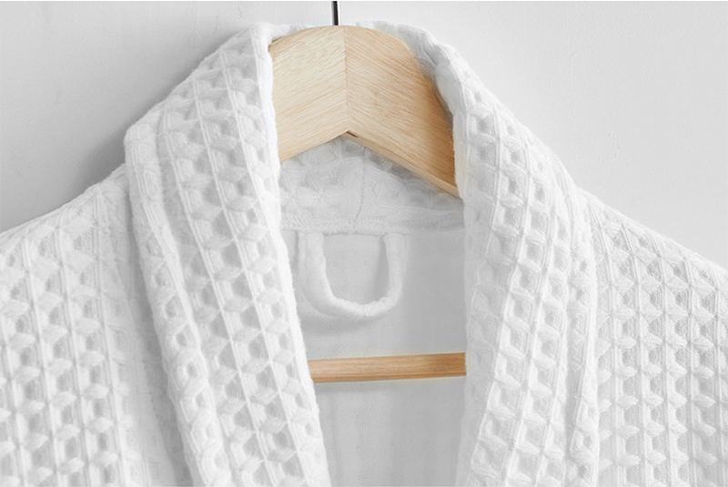 Hanbi Shawl Collar Pure Cotton Waffle Bathrobe Wholesale 12