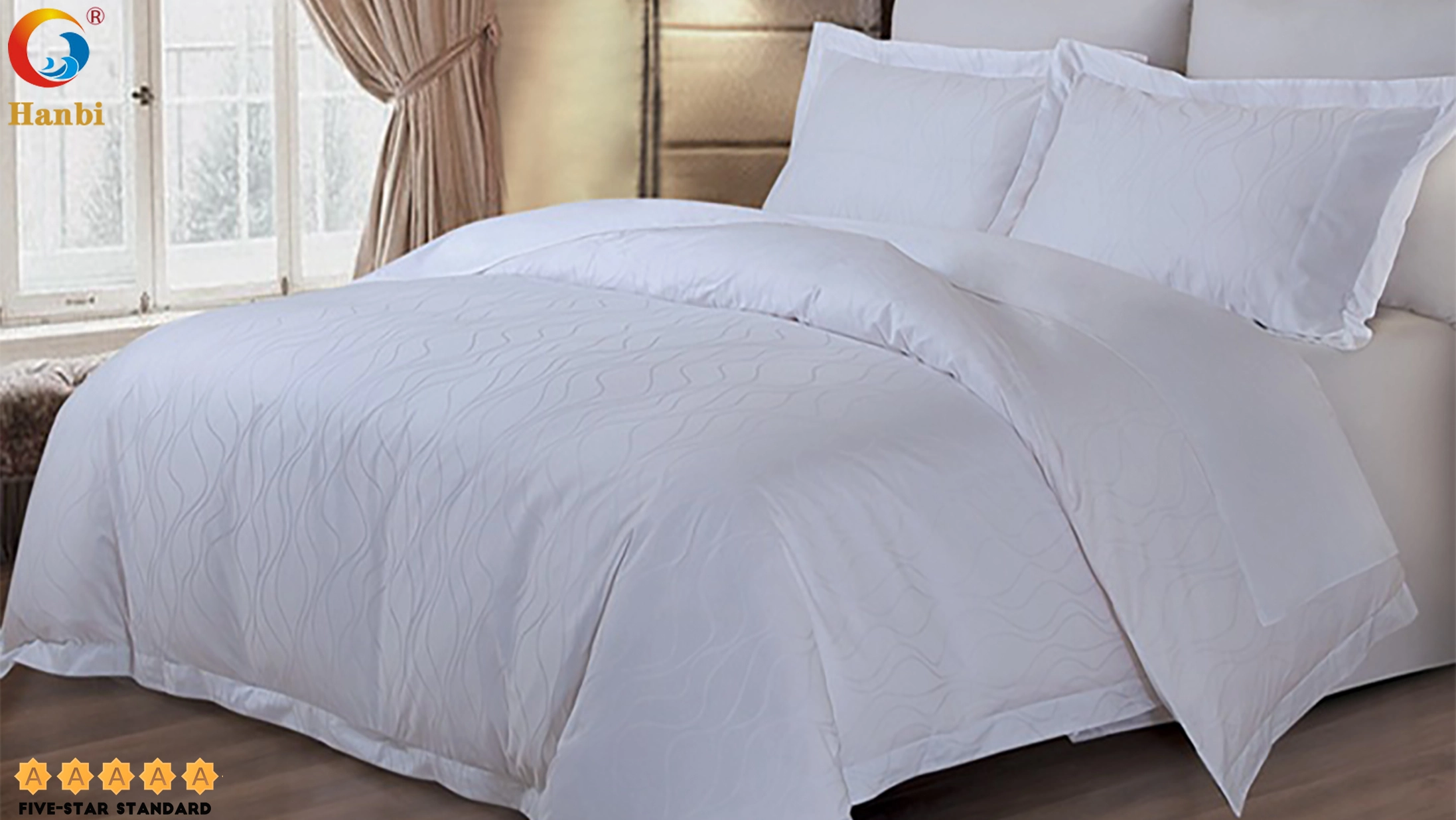 Hotel Bedding Set Of Cotton Satin Jacquard Linen Customized Wholesale _Hanbi 1