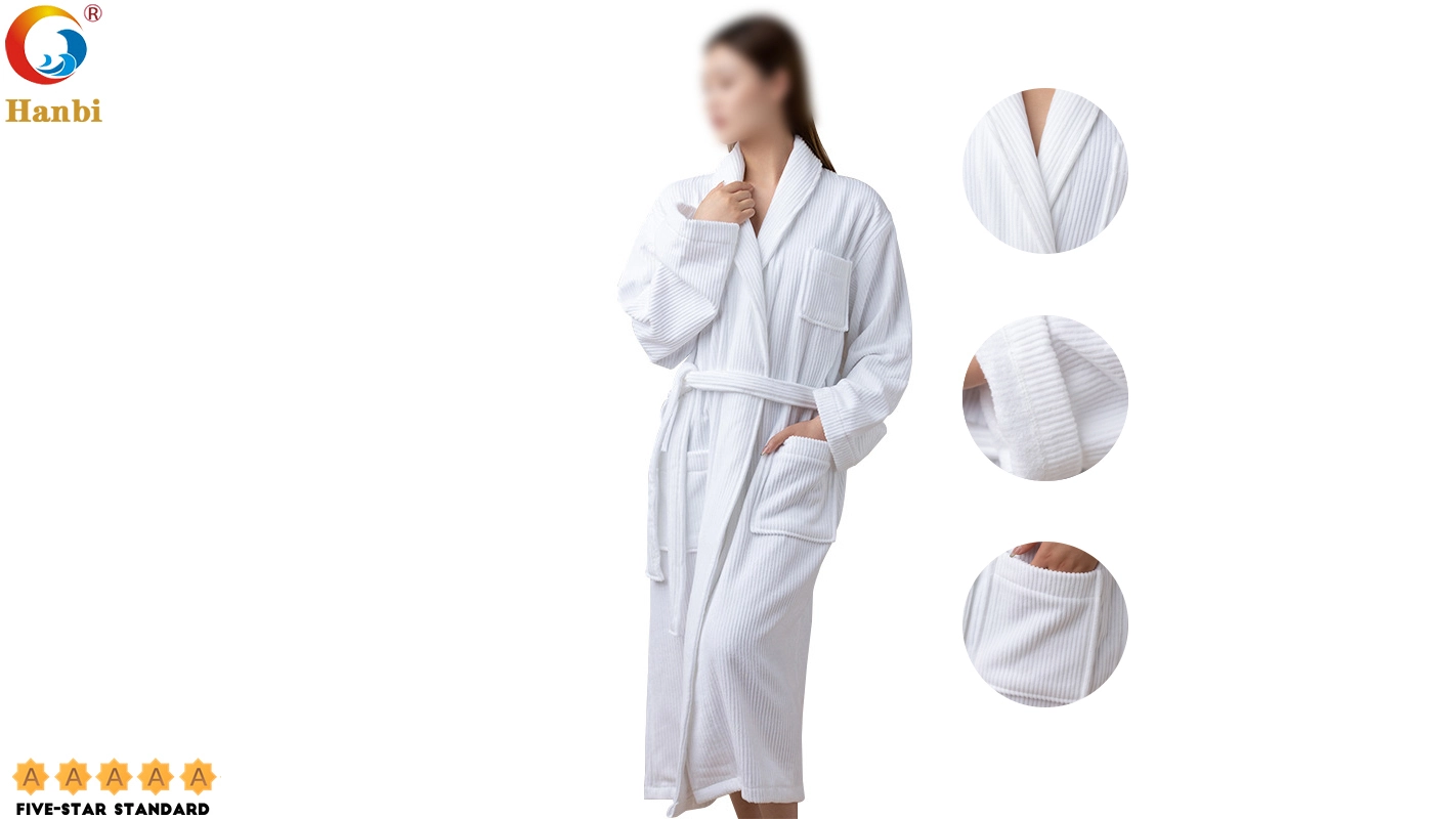 Hotel Bathrobe with Pure Cotton Cut Velvet for Star Hotel and Senior Club _Hanbi 1