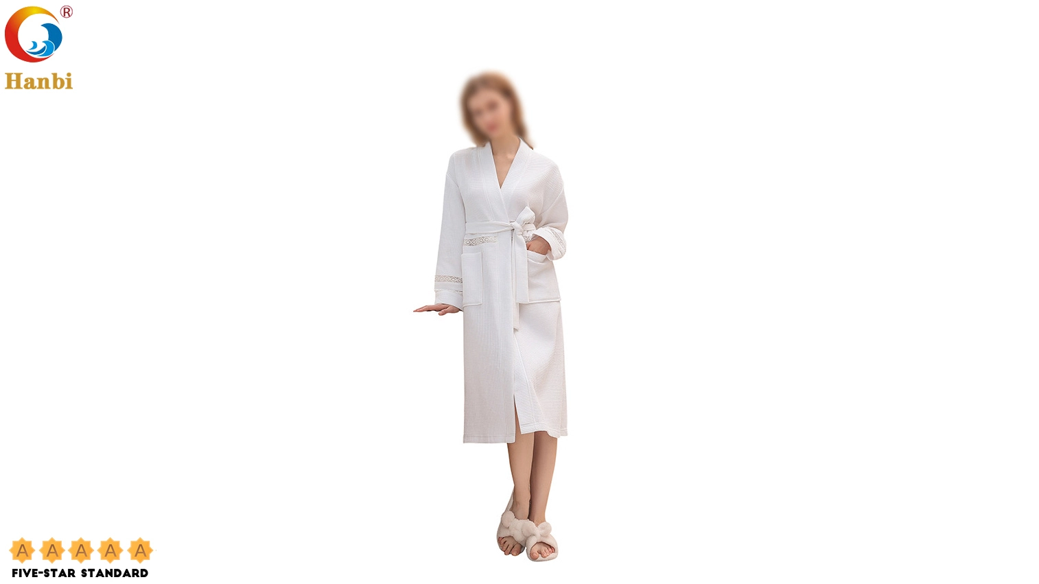Hotel Bathrobe with Waffle Grace Embroidery Custom Wholesale _Hanbi 1