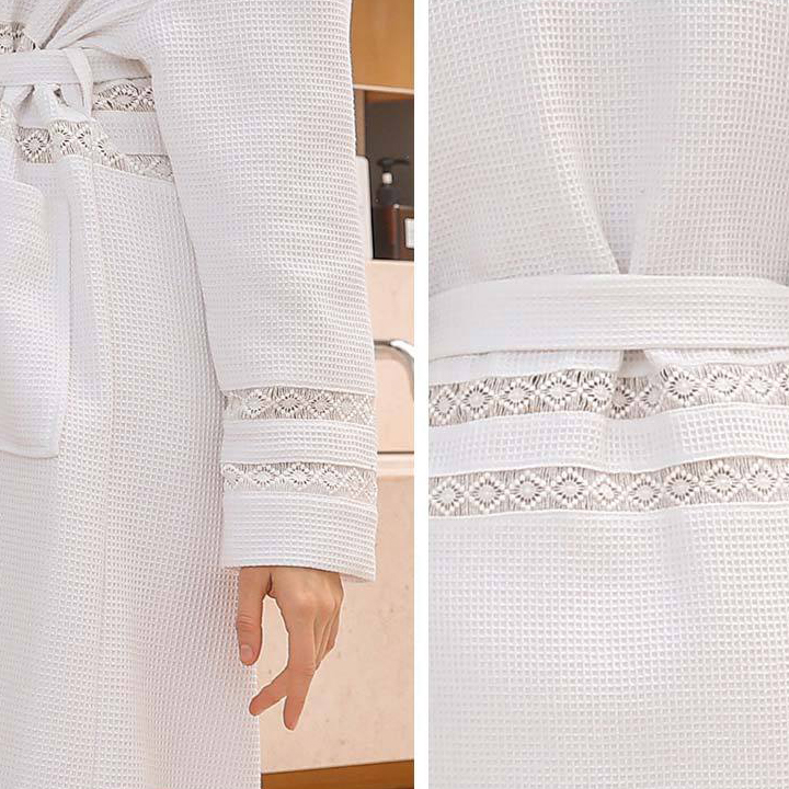 Hotel Bathrobe with Waffle Grace Embroidery Custom Wholesale _Hanbi 12
