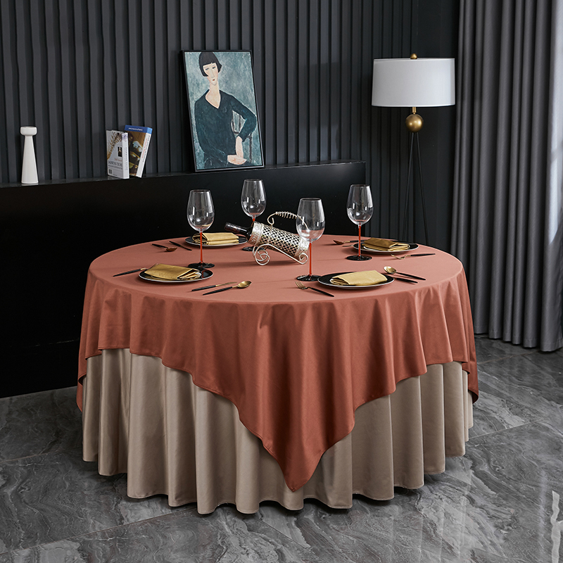 Hotel Tablecloth Whit Cotton Linen Waterproof In Upscale Hotel For Wedding Banquet _Hanbi 14