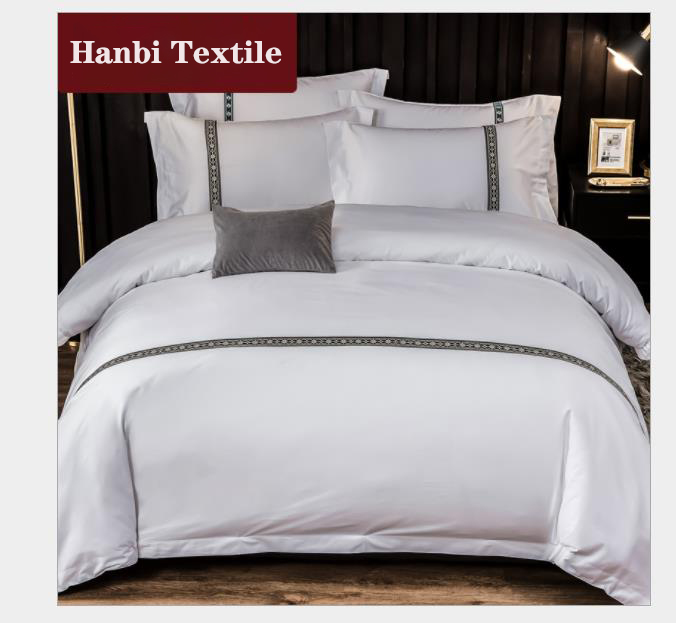 High end King size cotton hotel collection bedding sets flange design with decoration bandage Hanbi manufacturers 7