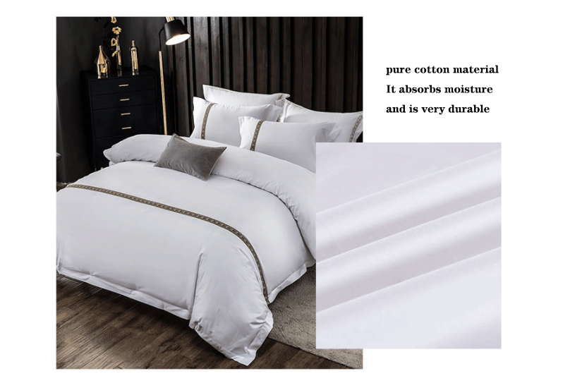 High end King size cotton hotel collection bedding sets flange design with decoration bandage Hanbi manufacturers 12