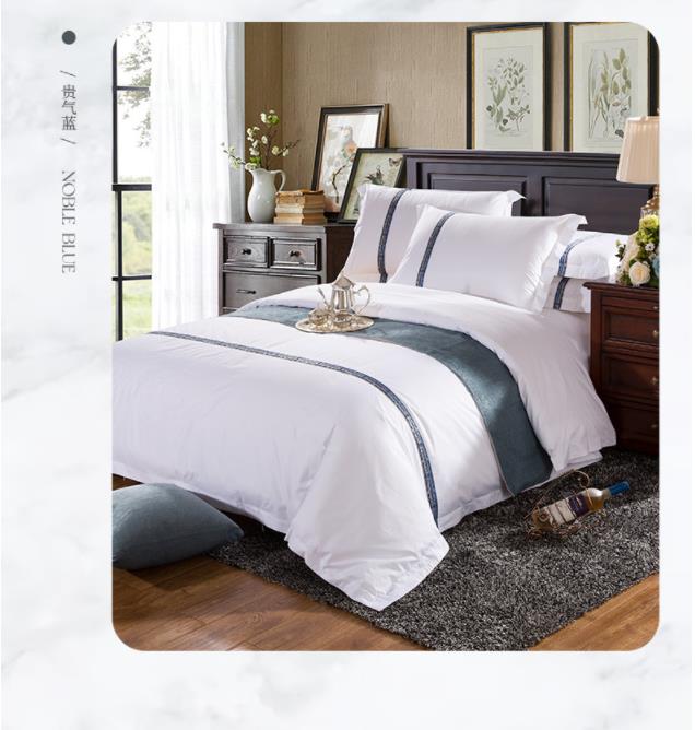 High end King size cotton hotel collection bedding sets flange design with decoration bandage Hanbi manufacturers 11