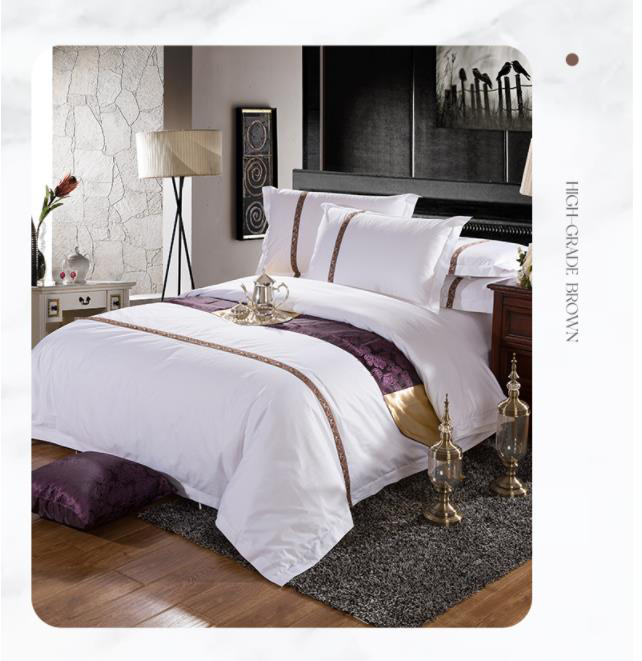 High end King size cotton hotel collection bedding sets flange design with decoration bandage Hanbi manufacturers 8