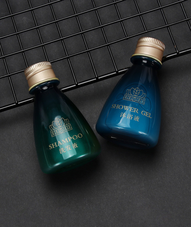 Luxury royal hotel bathroom anentity toiletries dark blue hotel shampoo with design manufacturers- Hanbi textile 10