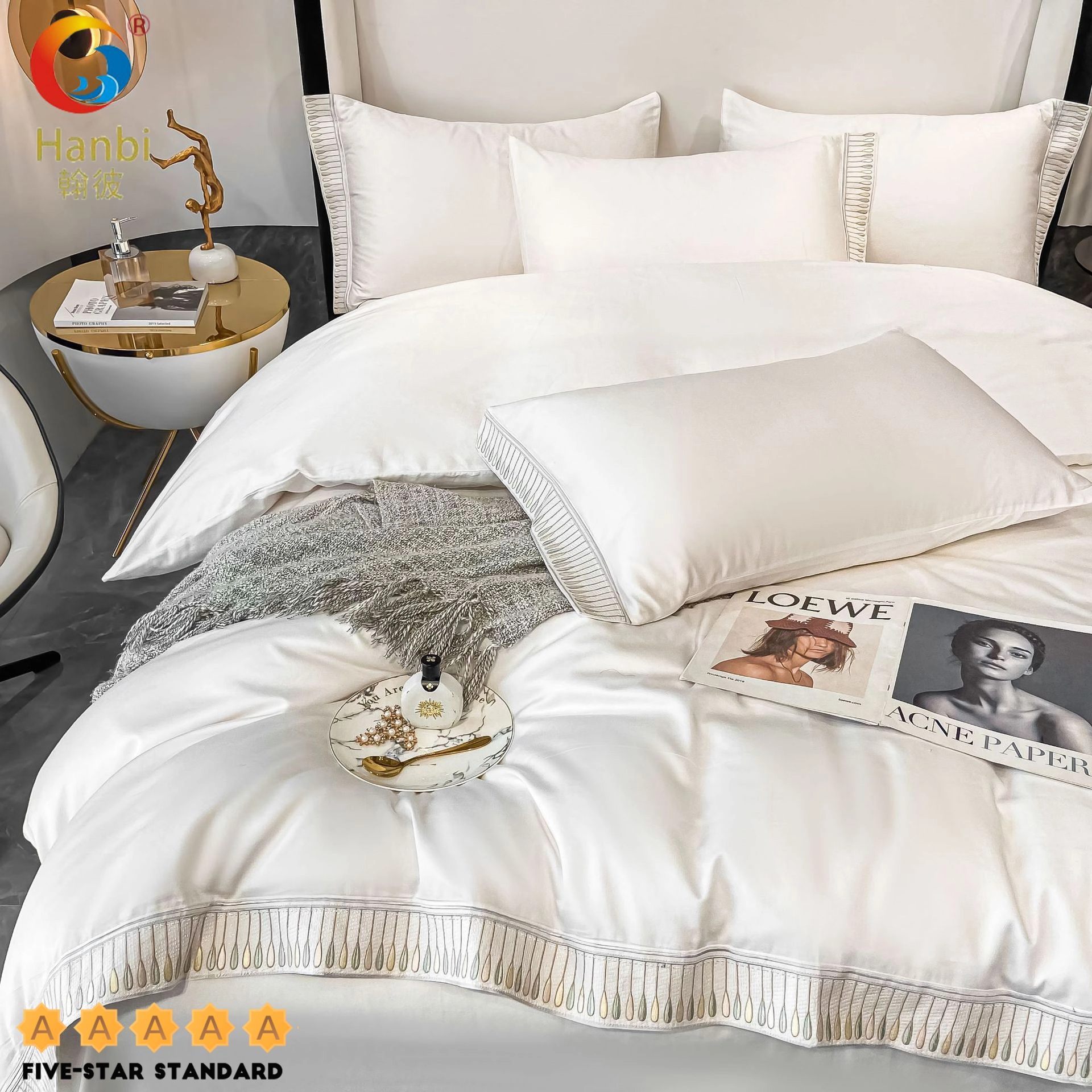 100% Cotton Luxury Hotel Bedding Sets Custom Wholesale -Hanbi Textile 1