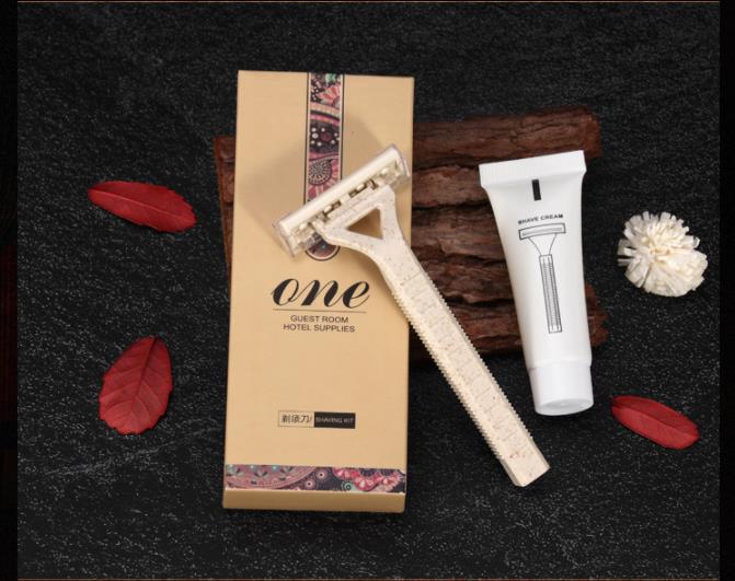 Environment friendly degradable straw disposable hotel toiletries set exotic style shampoo shower cream slippers 10