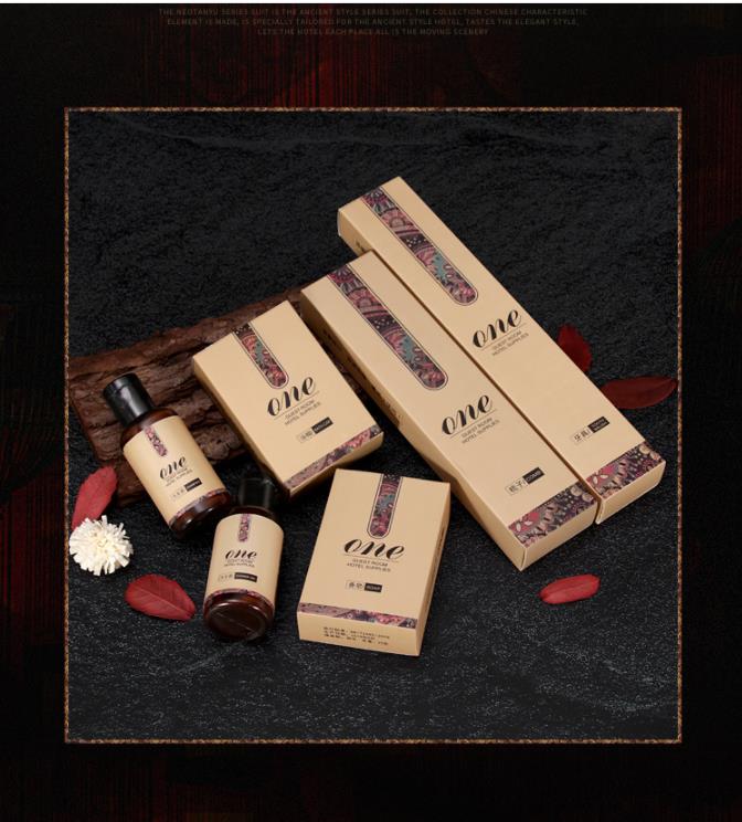 Environment friendly degradable straw disposable hotel toiletries set exotic style shampoo shower cream slippers 19