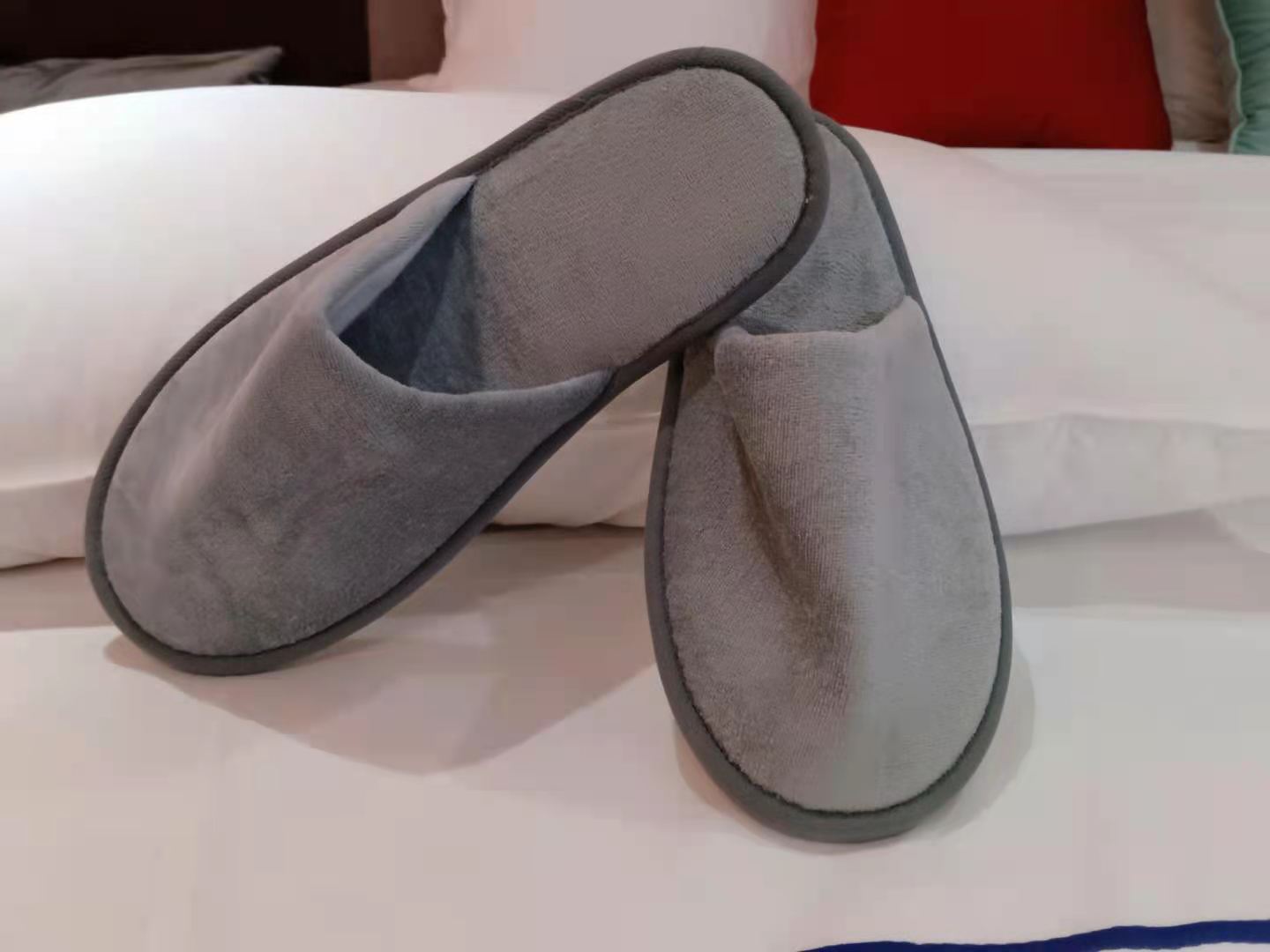 Best Grey disposable hotel coral fleece slippers non-slip-Hanbi textile 10
