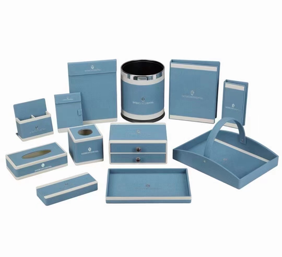 OEM Leather suite for hotel room with trays and tissue box one-stop hotel goods suppliers 1