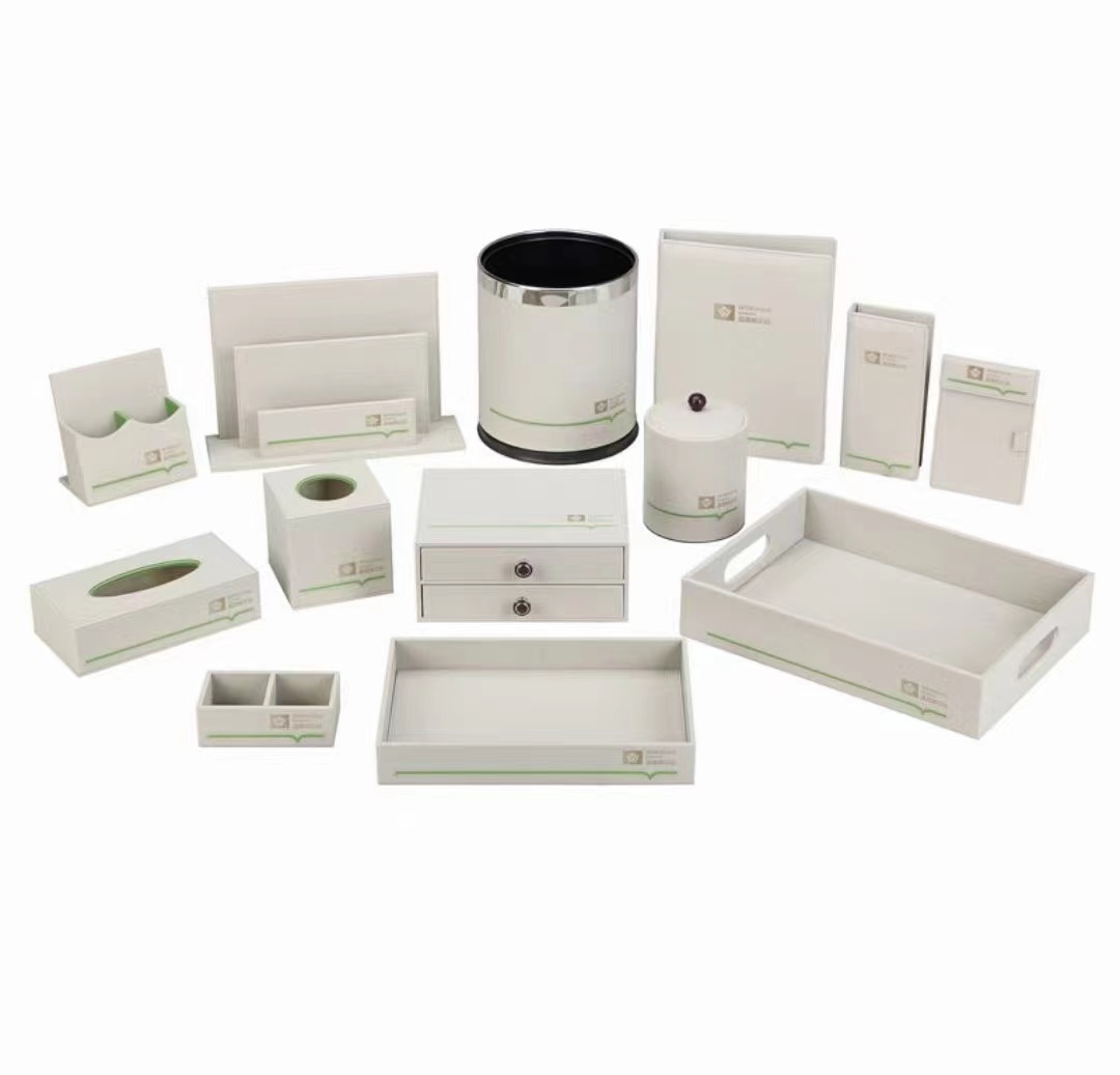 Customized five-star hotel leather products Bathroom Accessories Serving Hotel Leather Tray 2