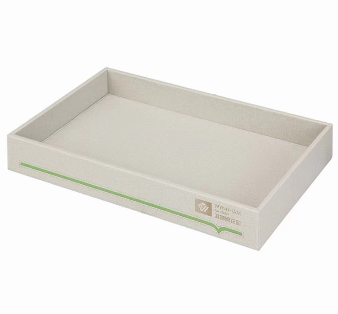 Customized five-star hotel leather products Bathroom Accessories Serving Hotel Leather Tray 6