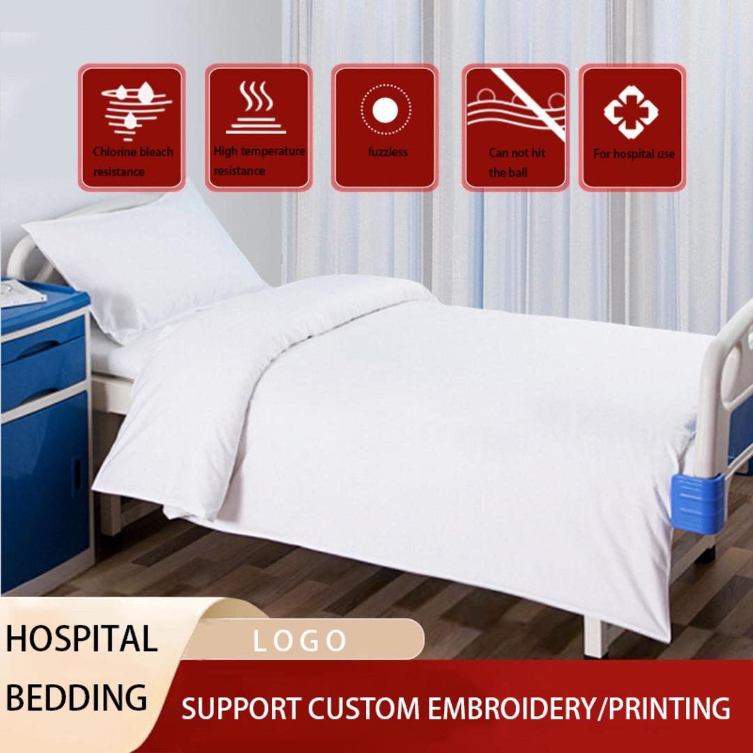 Three sets of solid color bed sheet and bed cover for medical and nursing care beds 1