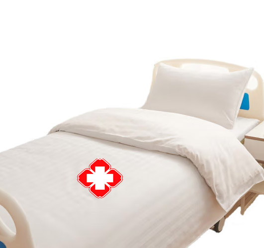 Bed Sheet Three-piece Hospital Bed Sheet Bed Cover Pillowcase White Satin Strip Hospital Bedding 4