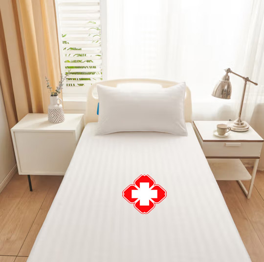 Bed Sheet Three-piece Hospital Bed Sheet Bed Cover Pillowcase White Satin Strip Hospital Bedding 3