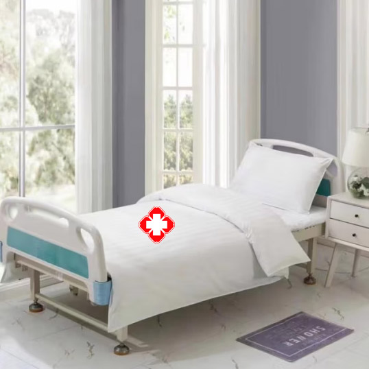 Bed Sheet Three-piece Hospital Bed Sheet Bed Cover Pillowcase White Satin Strip Hospital Bedding 2