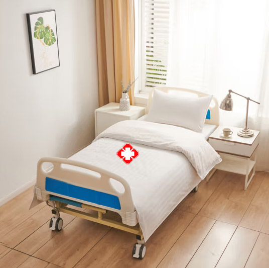 Bed Sheet Three-piece Hospital Bed Sheet Bed Cover Pillowcase White Satin Strip Hospital Bedding 1
