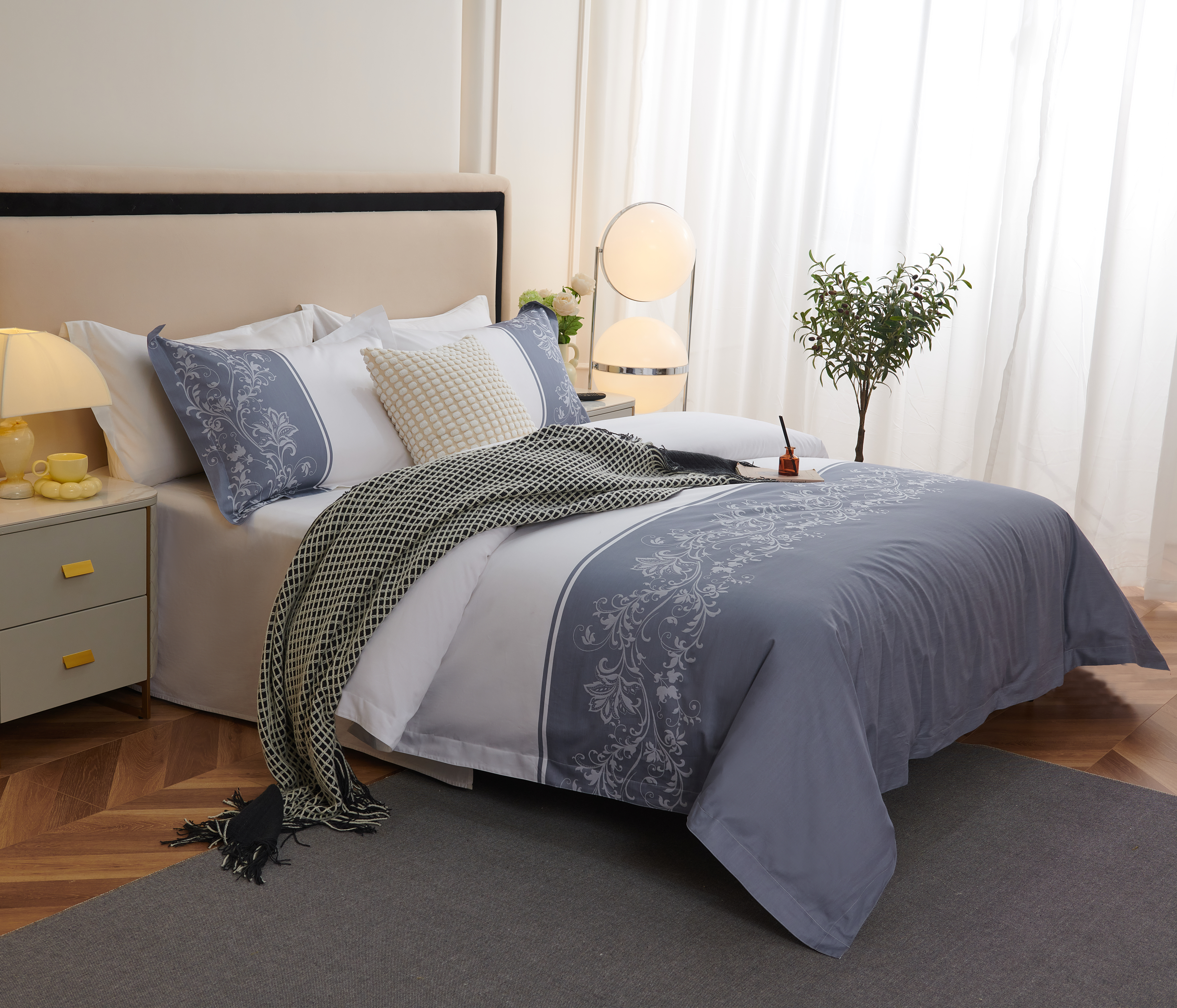 Hanbi Textile Hotel Yarn-dyed Bed Pure Cotton 60 Quilt Set hotel Bed Suite Five-star Hotel 2