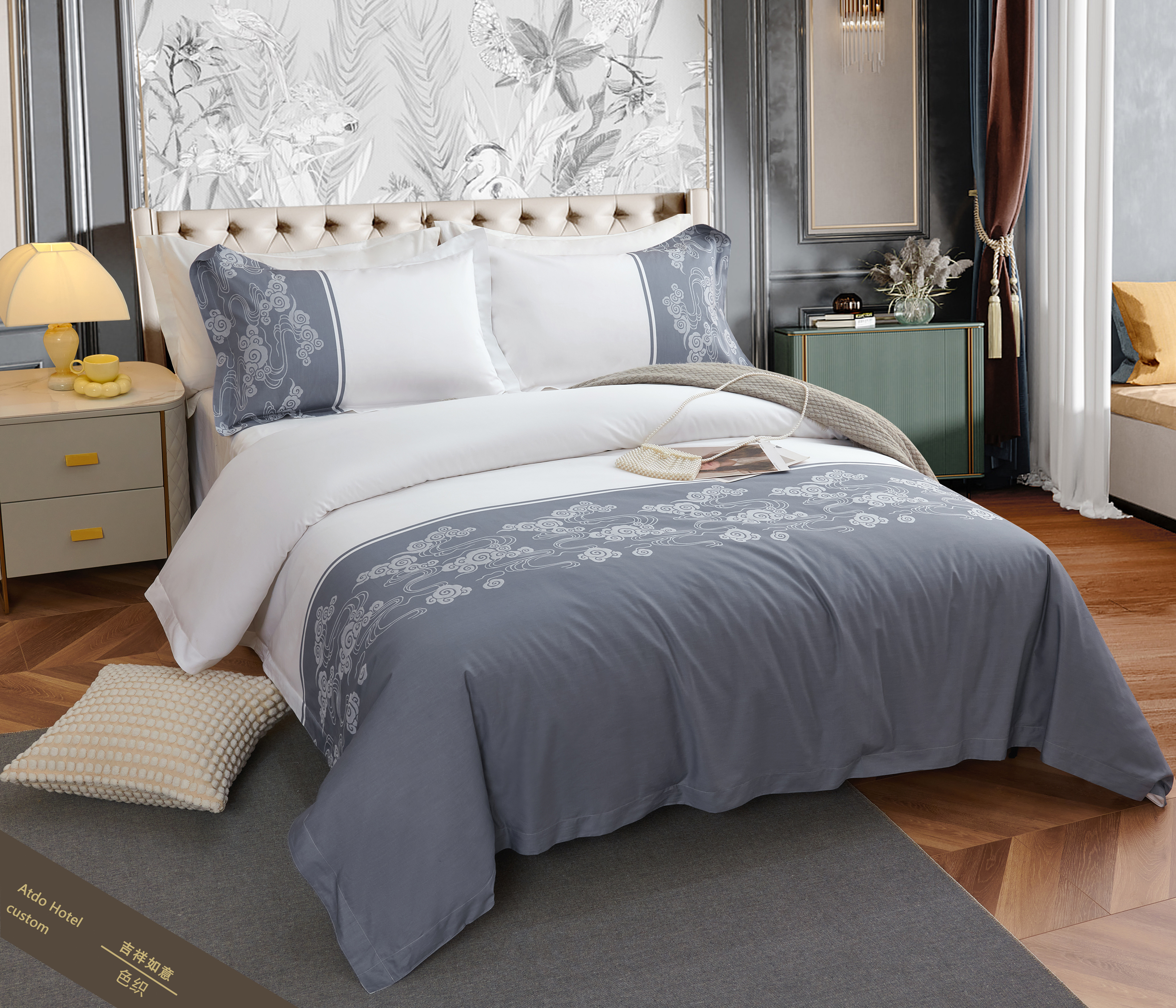 Hanbi Textile Hotel Yarn-dyed Bed Pure Cotton 60 Quilt Set hotel Bed Suite Five-star Hotel Manufacturers 1