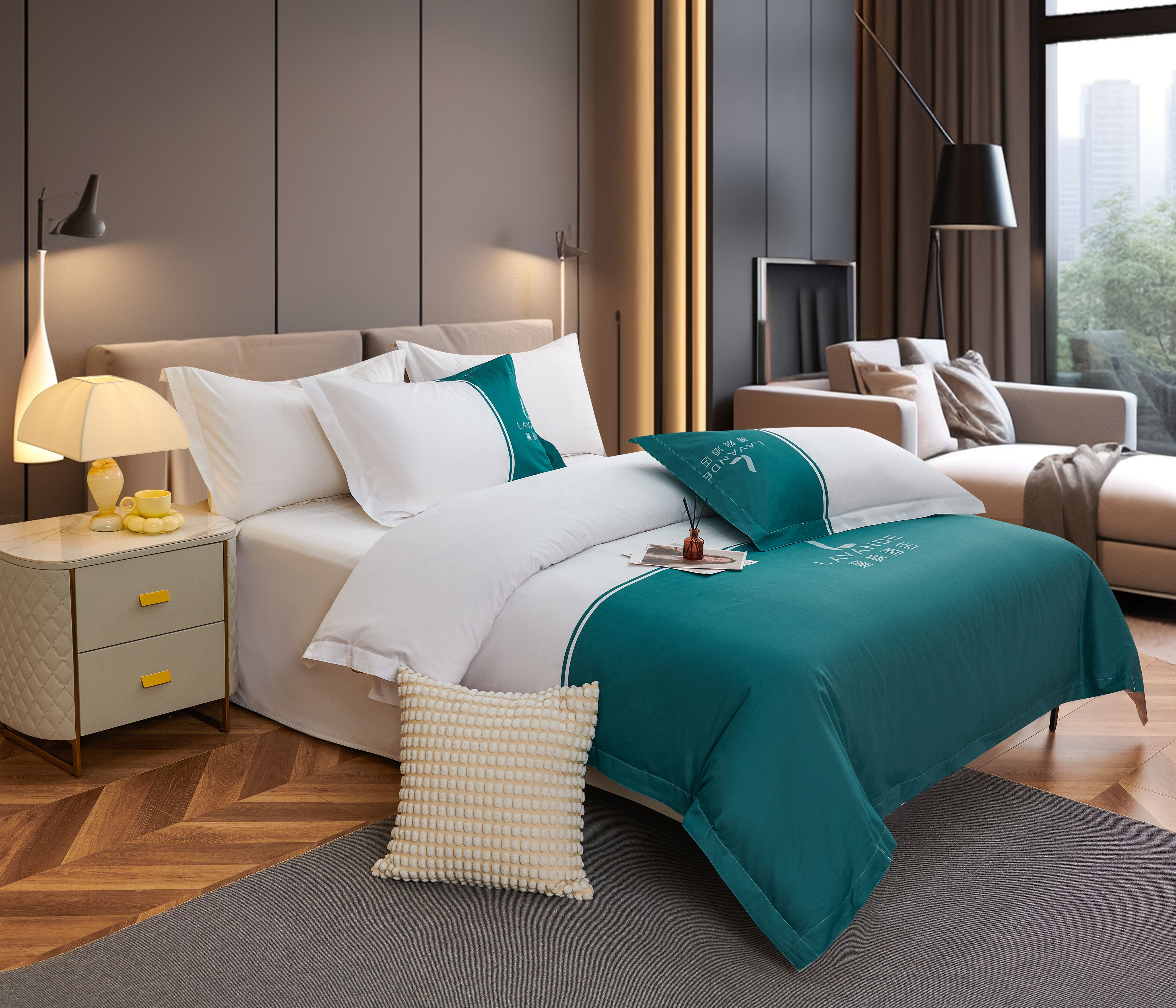 Hanbi Textile Hotel Yarn-dyed Bed Pure Cotton 60 Quilt Set hotel Bed Suite Five-star Hotel Manufacturers 3