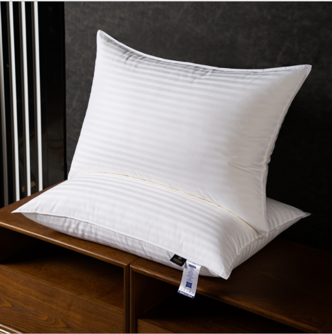 Super soft white stripe hotel cotton pillow 48*74cm 1000g customized pillow factory supplier 1