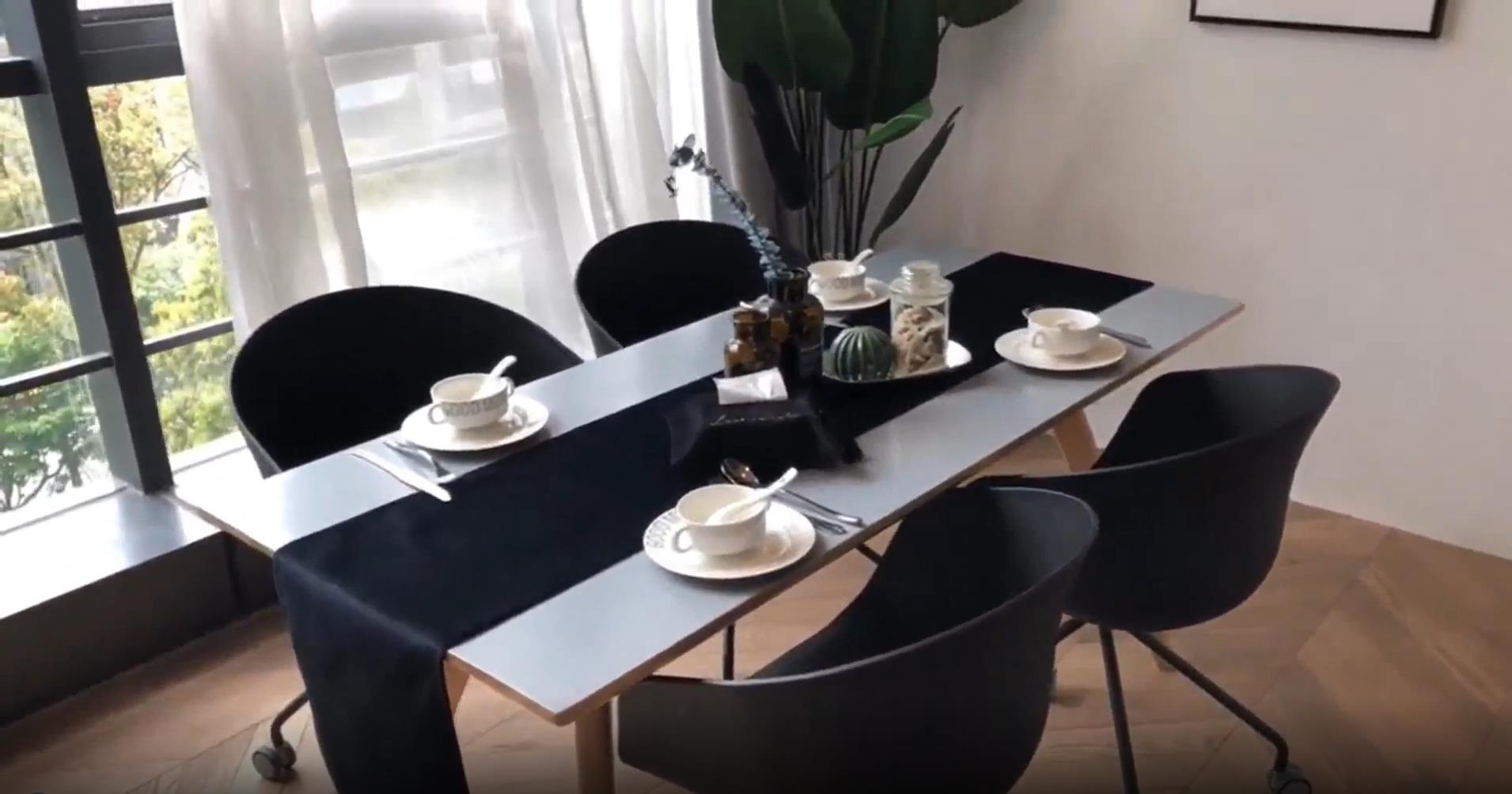 Black fluffy long table runner coffee & tea table ornament meal mat factory supplier 4