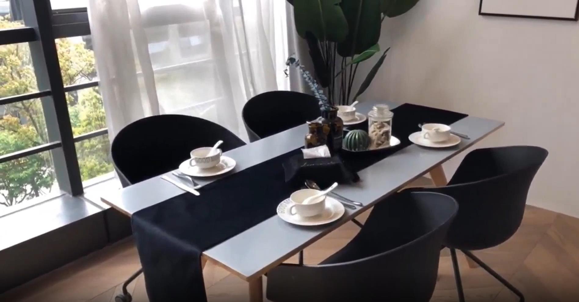 Black fluffy long table runner coffee & tea table ornament meal mat factory supplier 5