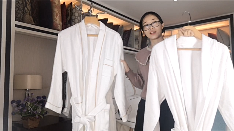 The hotel waffle bathrobe has various styles and can be customized - Hanbi Textile 1