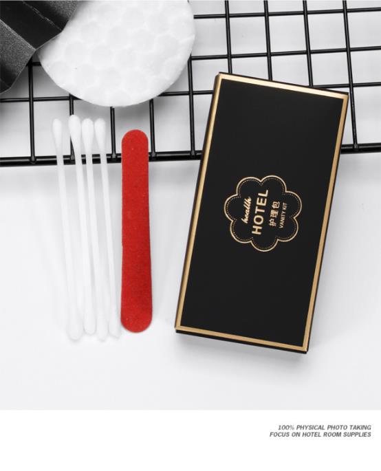 Black and gold package convenient disposable hotel toiletries with shampoo razor shower cream 4