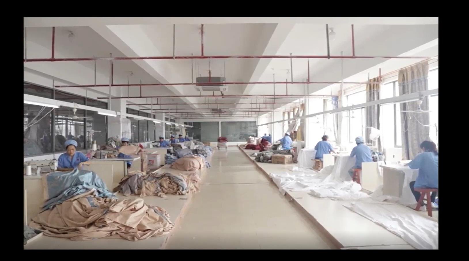 Hanbi company factory sewing stitching hotel bedding sets workshop bedspread 3