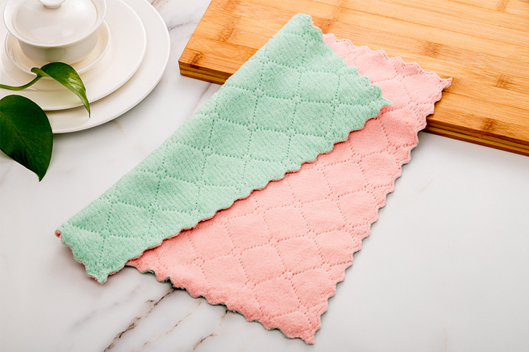 Thicken kitchen cleaning dishrag quick dry small household soft towel 5