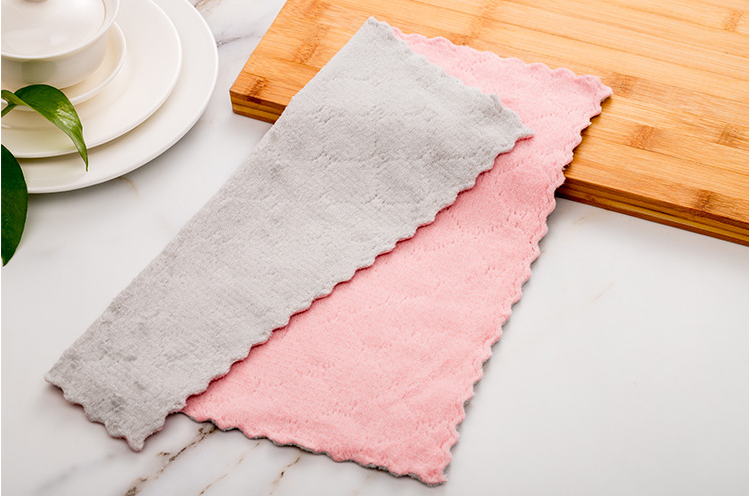 Thicken kitchen cleaning dishrag quick dry small household soft towel 4