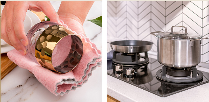 Thicken kitchen cleaning dishrag quick dry small household soft towel 7