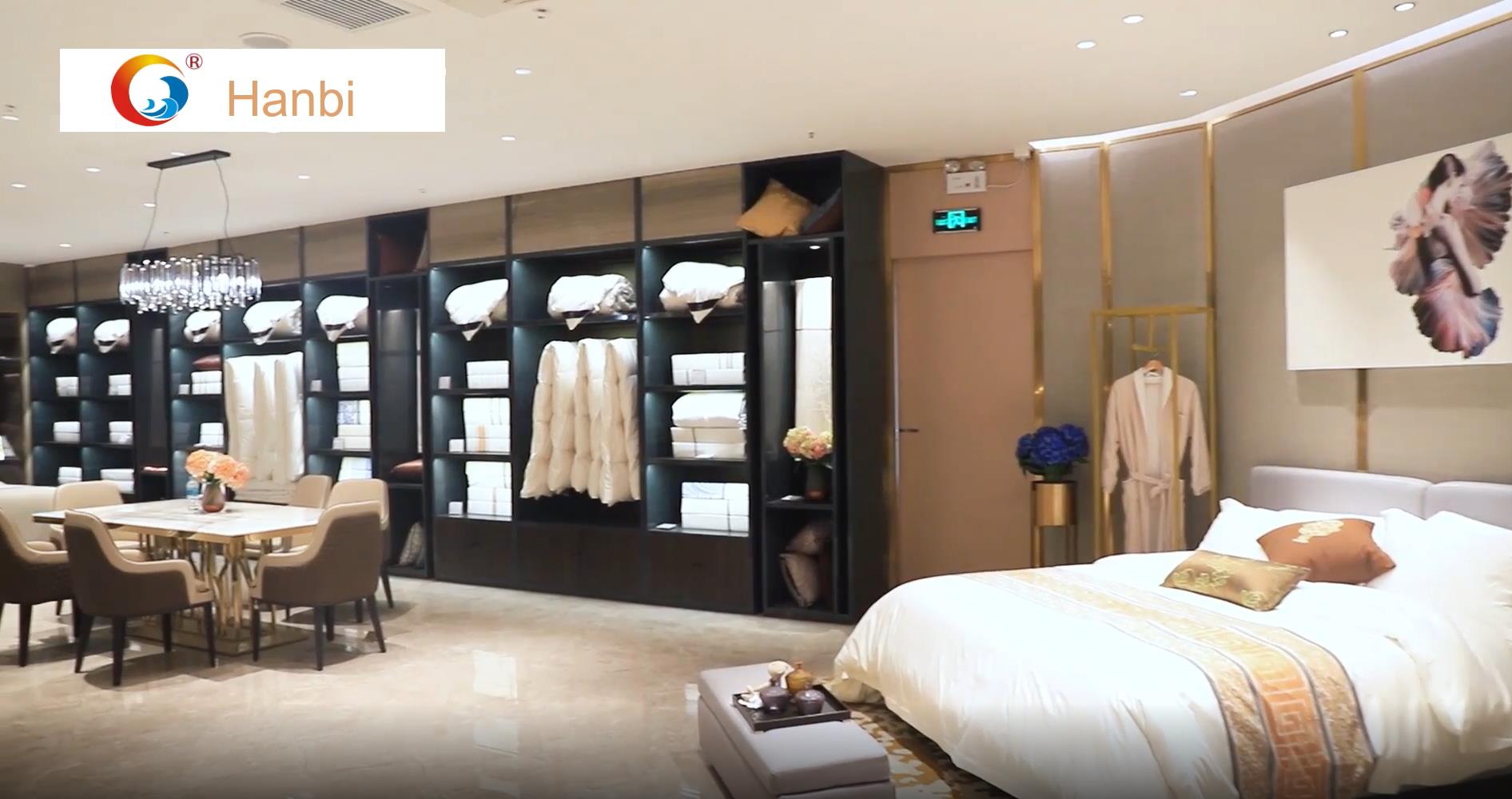 Hanbi textile company exhibition hall hotel and home bedding set with yarn 1