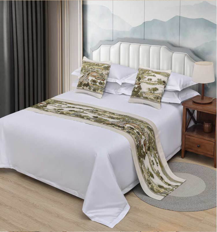 OEM hotel room high end bed cover pillowcase Multicolor color hotel bed runner factory supplier 5