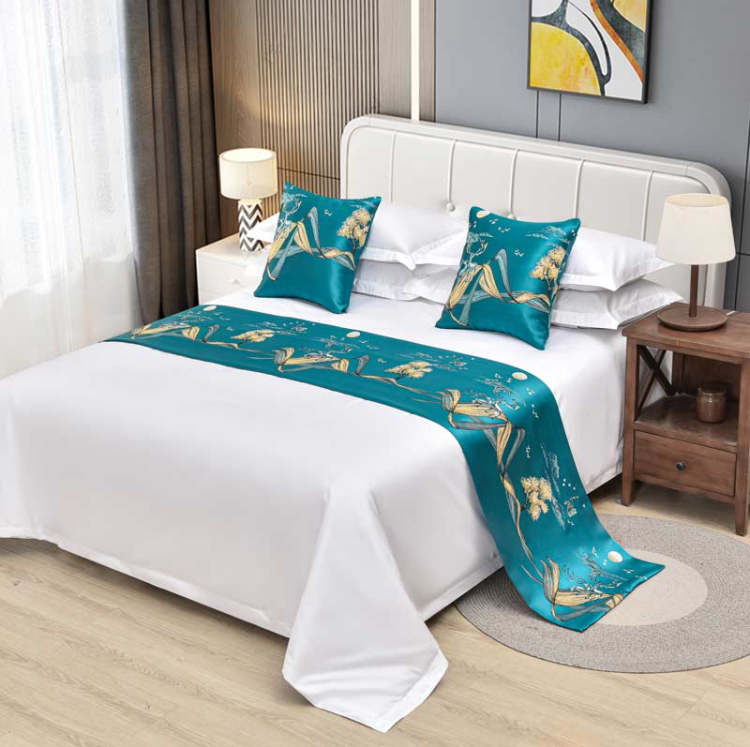 OEM hotel room high end bed cover pillowcase Multicolor color hotel bed runner factory supplier 2