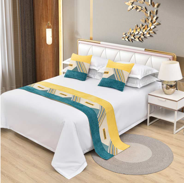 OEM hotel room high end bed cover pillowcase Multicolor color hotel bed runner factory supplier 4