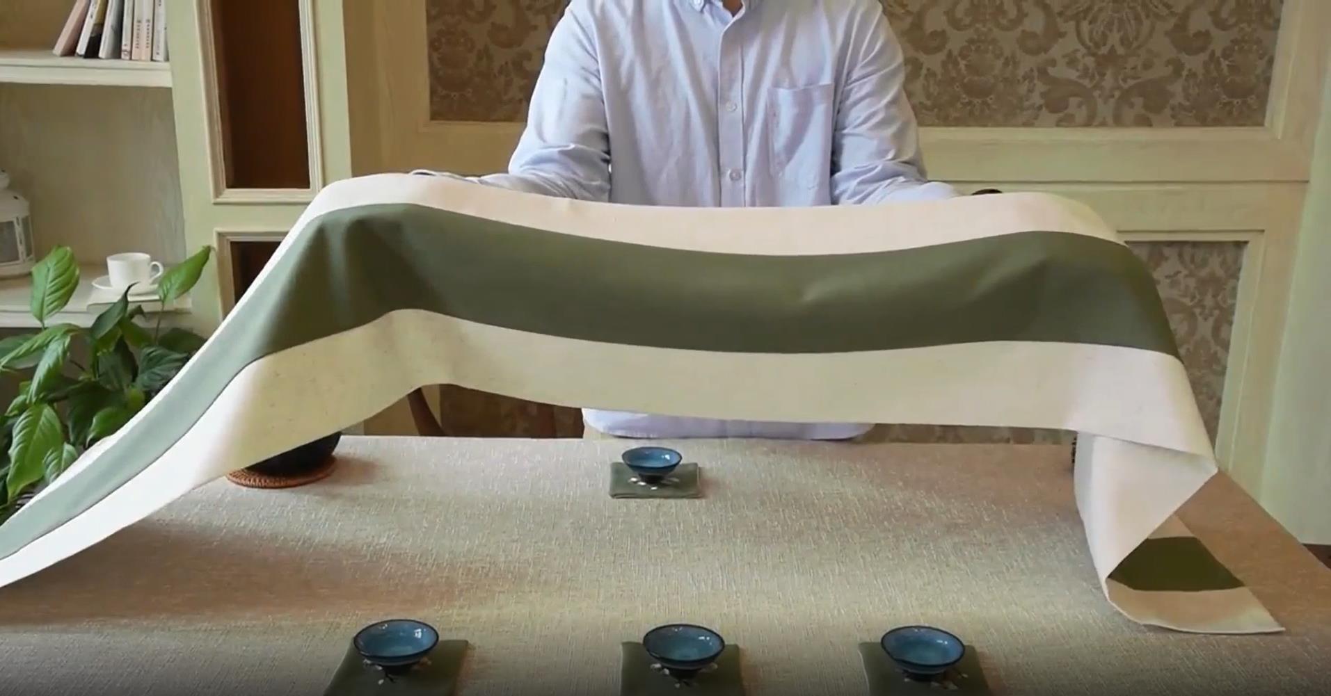 Long square table linen ornament light green & white tea table runner 3