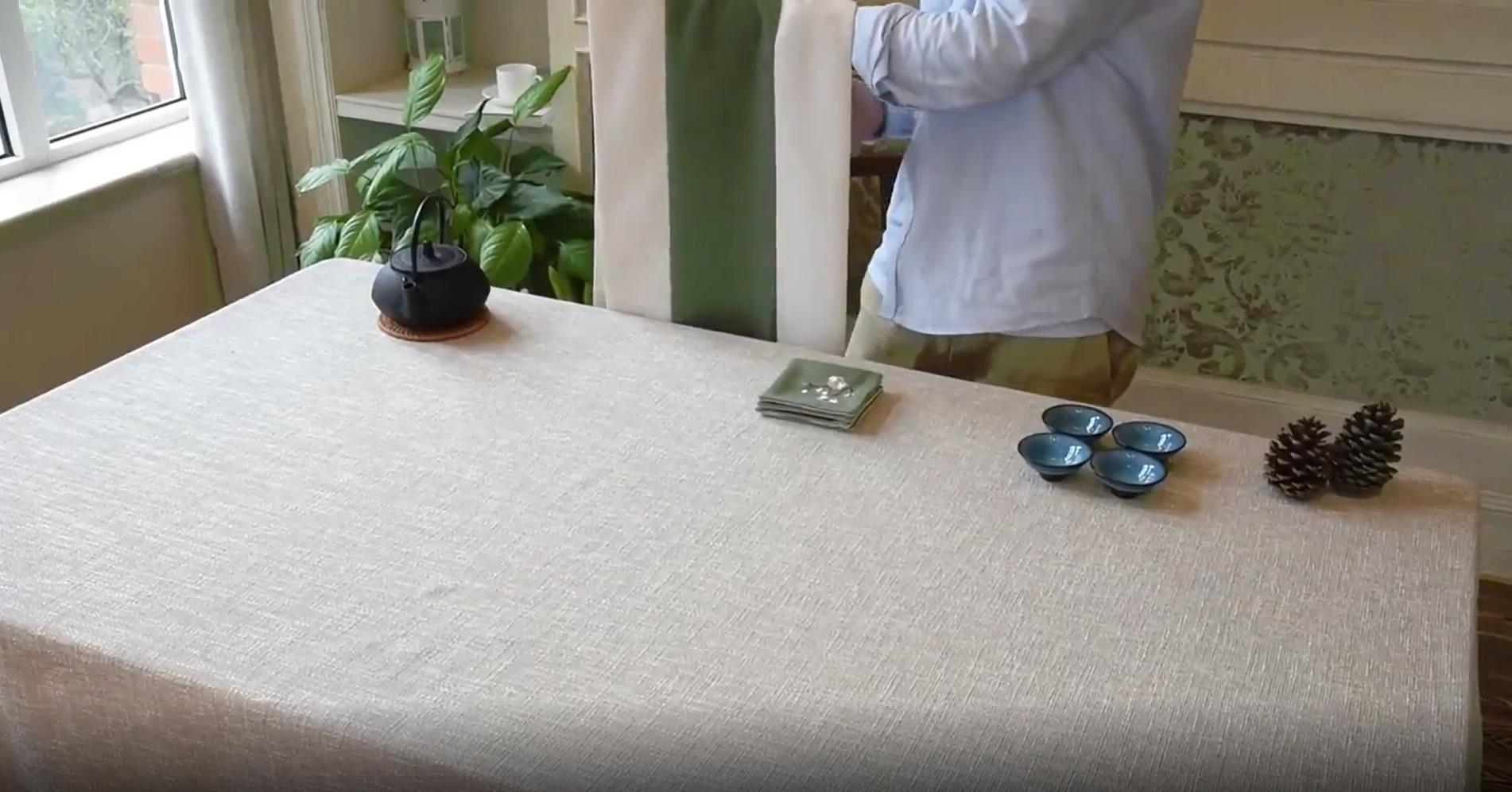 Long square table linen ornament light green & white tea table runner 4