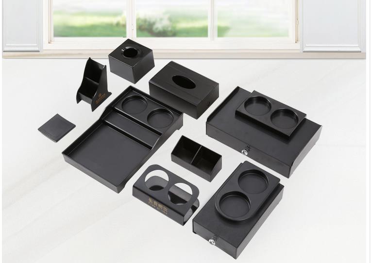 Black hotel accessories 9 items per set with toiletries holder tissue box manufacturer-Hanbi 1