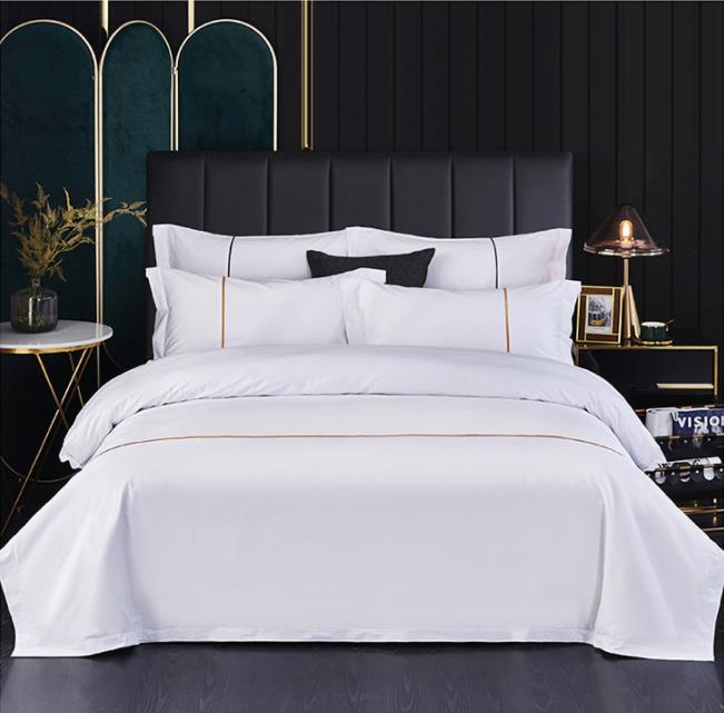 Bulk luxury Hotel bedding accessories bed linen white satin bedsheet supplier 1