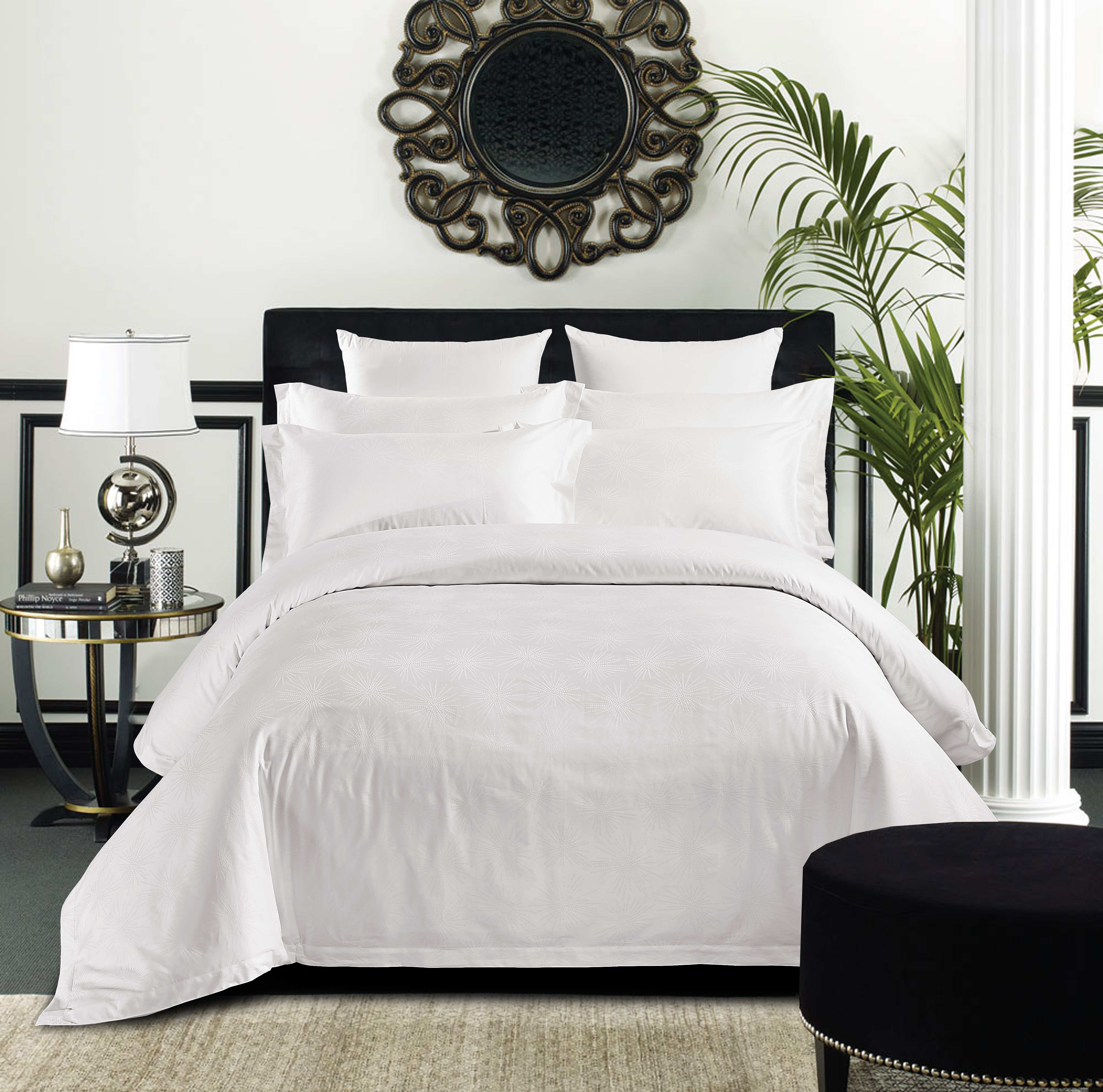 Global Standard cotton white firework pattern king size Hotel Bedding Linen Factory 2