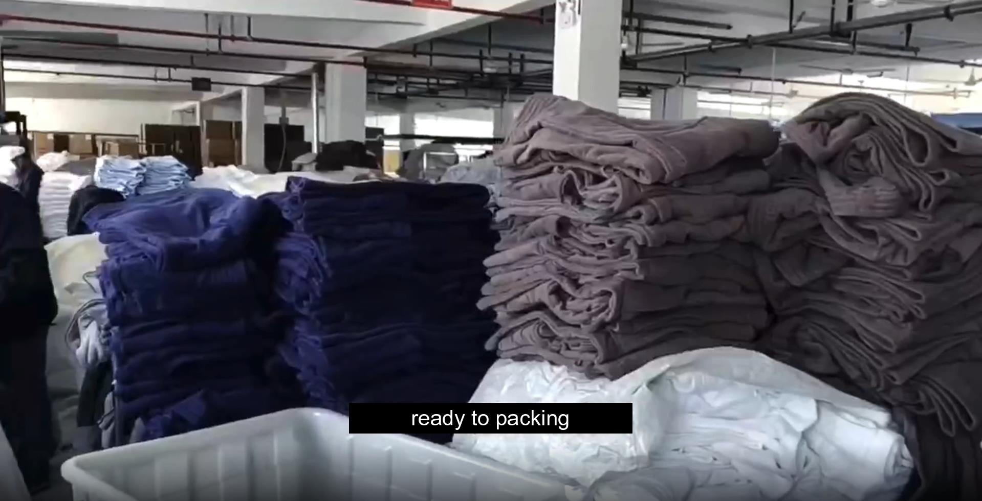 China supplier bathrobe workshop cotton velvet pile white and grey bathrobe-Hanbi textile 3