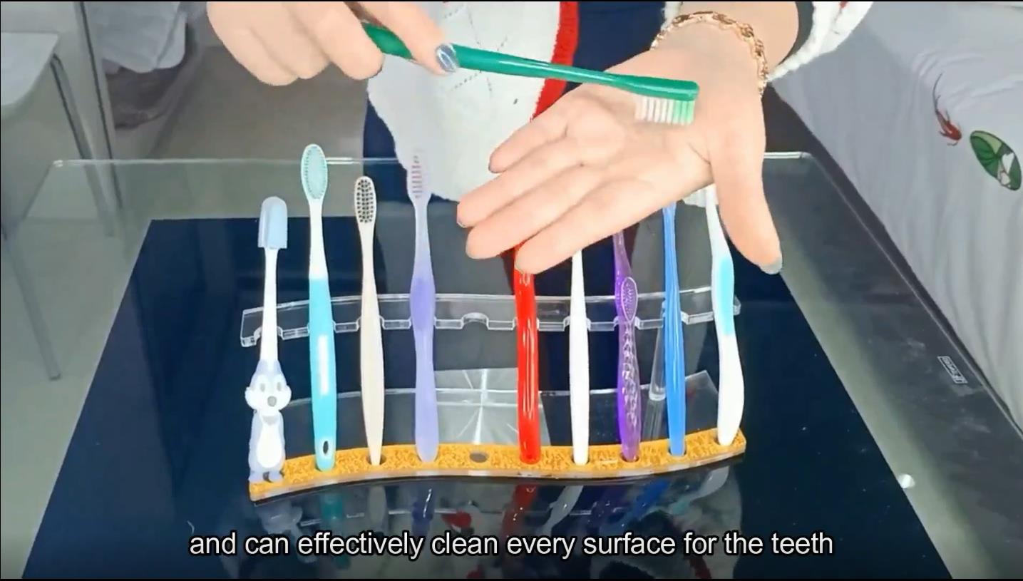 Detailedly explain the toothbrush head and toothbrush bristle with many different colors-Hanbi textile 1